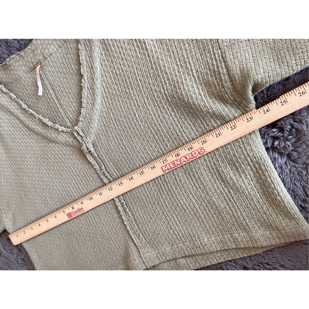 Free People Women's Tweed Crop Top Boxy Fit Boho Comfy Sage Green Size Small - Picture 6 of 9